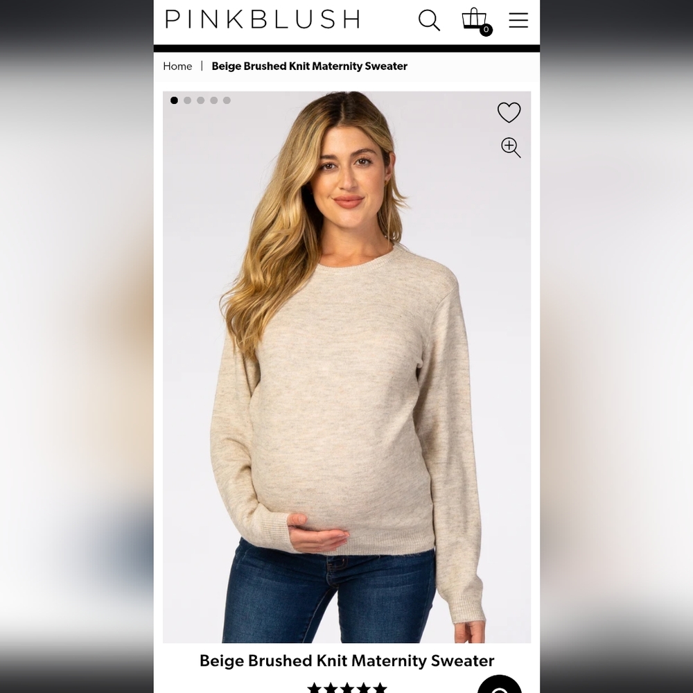 Pinkblush Beige Brushed Knit Maternity Sweater -Large